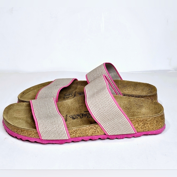 Birkenstock Birki’s Curaçao ll Stretch Slide Sandals Pink & Beige - Picture 3 of 6